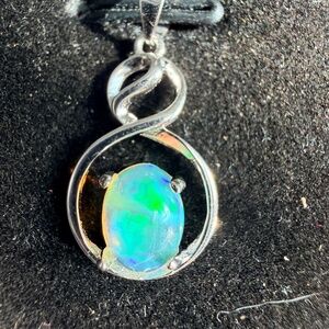 Beautiful Ethiopian opal pendant .95 carat blue/green flash